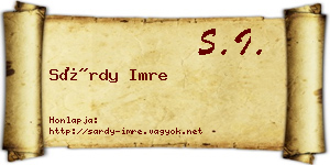 Sárdy Imre névjegykártya